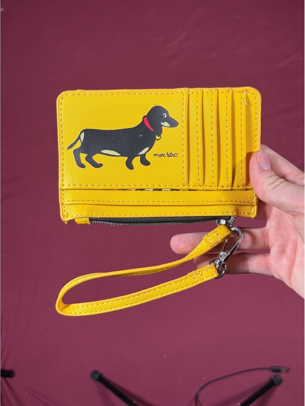 Marc Tetro Yellow Dachshund Wristlet Wallet